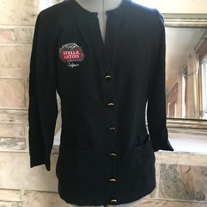 Stella Artois button down 3/4 sweater